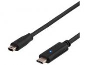 Kabel DELTACO USB-C Mini B 2m Svart