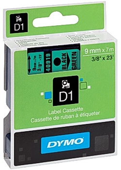 Tape DYMO D1 9mm svart på grön