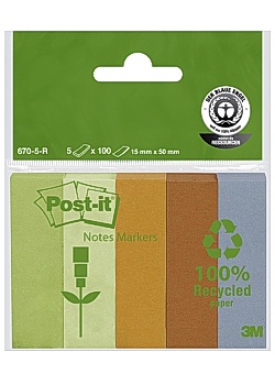 Index POST-IT recycl 5 färg 15x50mm