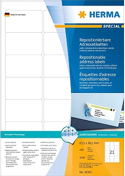 Etikett HERMA Movable 63,5x38,1mm (2100)