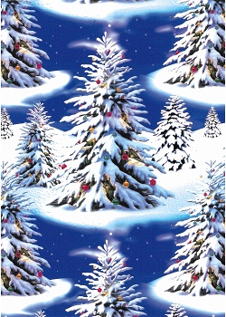 Julpapper 70cmx20m Blue Trees