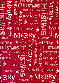 Julpapper 57cmx154m  Merry X-mas röd