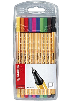 Fineliner STABILO Point 88 sort färg(10)