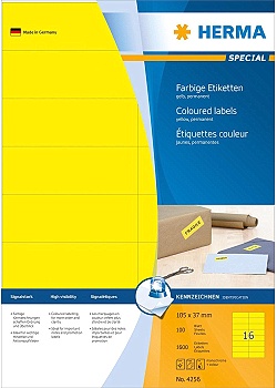 Etikett HERMA Färg gul 105x37mm (1600)
