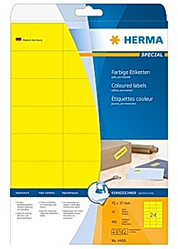 Etikett HERMA Färg gul 70x37mm (480)