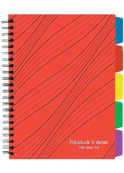 Ant.bok A4 70g 150 blad med 5 avdelare