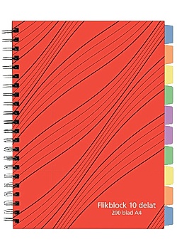 Ant.bok A4 70g 200 blad med 10 avdelare
