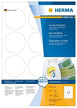 Etikett HERMA Movable rund Ø60mm (1200)