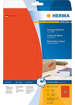 Etikett HERMA Färg röd 45,7x21,2mm (960)