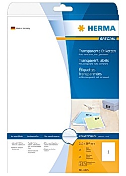 Etikett HERMA Transp 210x297mm (25)