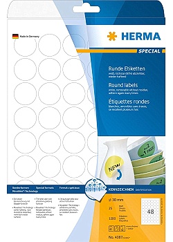 Etikett HERMA Movable rund Ø30 mm (1200)