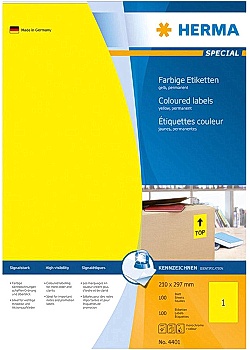 Etikett HERMA Färg gul 210x297mm (100)