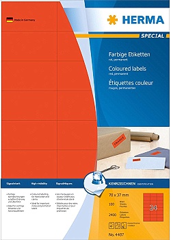 Etikett HERMA Färg röd 70x37mm (2400)