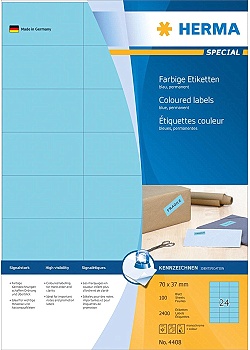 Etikett HERMA Färg blå 70x37mm (2400)