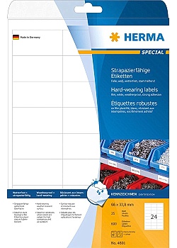 Etikett HERMA Slitstark 66x33,8mm (600)