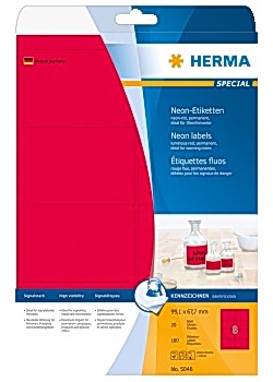Etikett HERMA Neon röd 99,1x67,7mm (160)