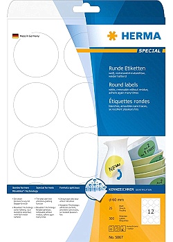 Etikett HERMA Movable rund Ø60mm (300)