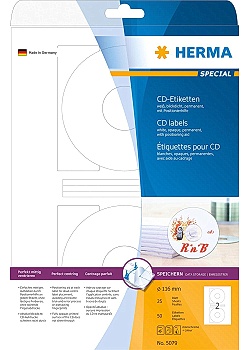 Etikett HERMA CD vit matt Ø 116mm (50)