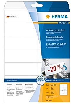 Etikett HERMA Movable 105x42,3mm (350)