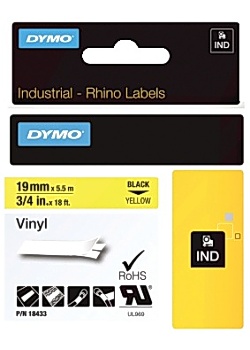 Tape Rhino Vinyl 19mm x 5,5m Svart/Gul