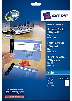 Visitkort AVERY matt 260g, 85x54mm