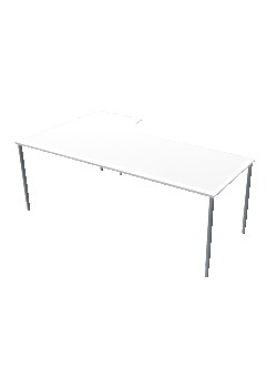 Bord Höger 200x120cm vitlaminat/grå