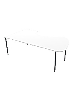 Bord Höger 220x120cm vitlaminat/svart