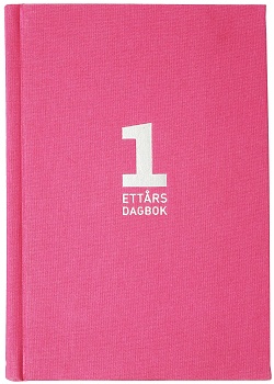 1-årsdagbok, linnetextil rosa-1090