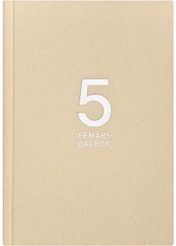 5-årsdagbok, linnetextil beige-1058