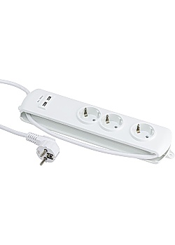 Grenuttag GELIA 3-vägs, jordad med USB