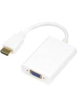 Adapter DELTACO HDMI-VGA/3,5mm 0,2m Vit