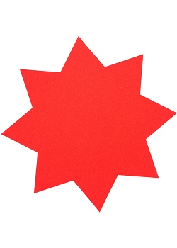 Textkartong stjärna röd 180mm (25)