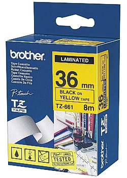 Tape BROTHER TZE661 36mm svart på gul