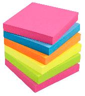 Notes sticky LYRECO 75x75 sort neon 6/FP
