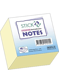 Notes Stick'n Kub 76x76mm gul 400 bl
