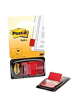 Index POST-IT 25x43mm röd