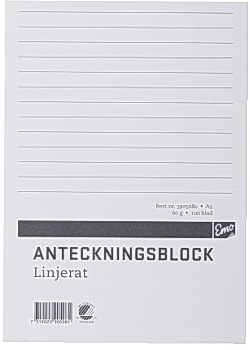 Anteckningsblock A5 100 blad linj TF