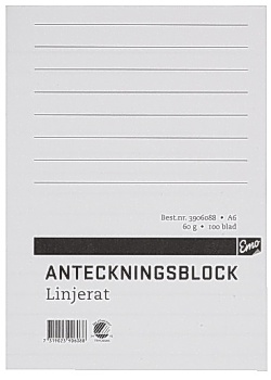 Anteckningsblock A6 100 blad linjerat