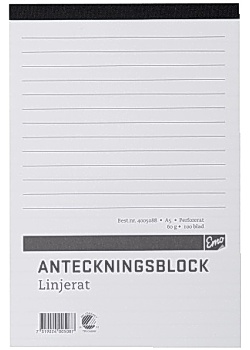 Anteckningsblock A5 100 blad linj perf