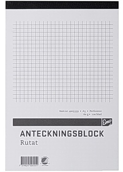 Anteckningsblock A5 100 blad rutat perf