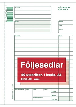 Blankett följesedel A5 2x50 bl. onum.