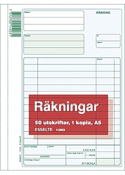 Blankett räkning med kopia A5 50 blad