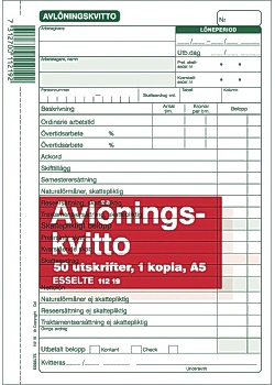 Blankett avlöningskvitto A5 50 bl mkopia