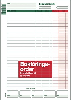 Blankett bokföringsorder A4 50 blad