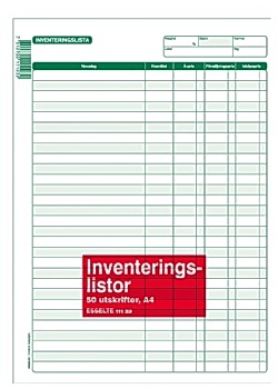 Blankett inventeringslista A4