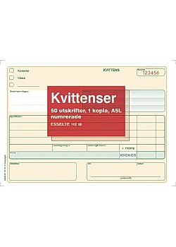 Blankett kvittens numrerad A5L 2x50 blad