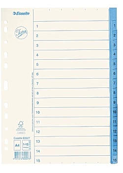 Pappersregister JOPA A4 1-15 vit/blå