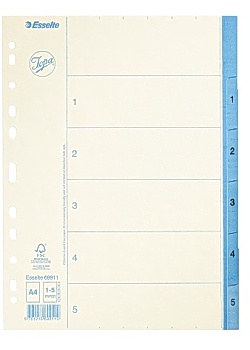 Pappersregister JOPA A4 1-5 vit/blå