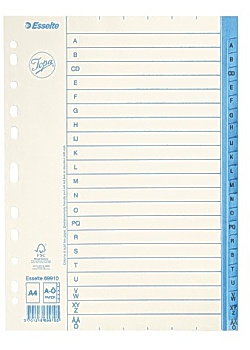 Pappersregister JOPA A4 A-Ö vit/blå