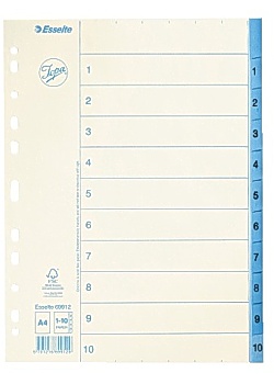 Pappersregister JOPA  A4 1-10 vit/blå